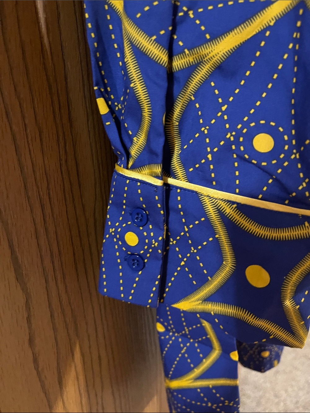 Size XL Ashro Deondre Men's Tunic Top Shirt Royal Blue/Gold Afrocentric Tribal - Picture 5 of 5